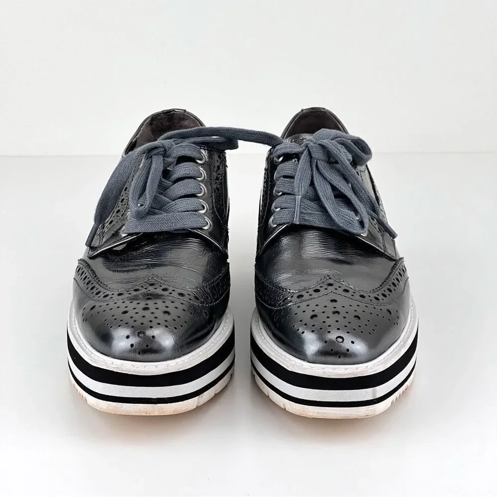 Anthropologie Silent D Metallic Platform Oxfords - Silver